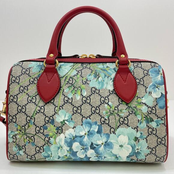 Gucci GG Blooms Floral Flower Shoulder Bag Blue Red Brown - Picture 3 of 15